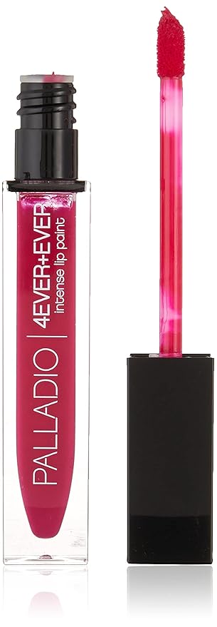 Palladio 4 Ever + Ever Intense Lip Paint, Liquid Lipstick, High Pigmented Lip Gloss, High Shine Vinyl Finish, Rich Color Coverage, Moisturizes Lips, Doe Foot Wand Applicator, BFFL