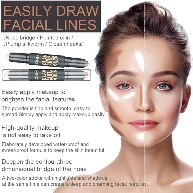 evpct 5Pcs 2In1 Face Cream Makeup Highlighter Highlight