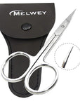 Eyebrow Scissors & Small Cuticle Scissors, Curved Blade Manicure TSA Scissors. Stainless-Steel Scissors for Eyelashes, Facial Hair, Pubic, Men Moustache & Beard.