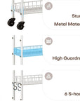 6 Tier Slim Rolling Storage Cart with Wheels, Metal Mobile Shelving Unit Organizer Utility Cart for Office Bathroom Kitchen Laundry Room Narrow Places (White 6 Inches)