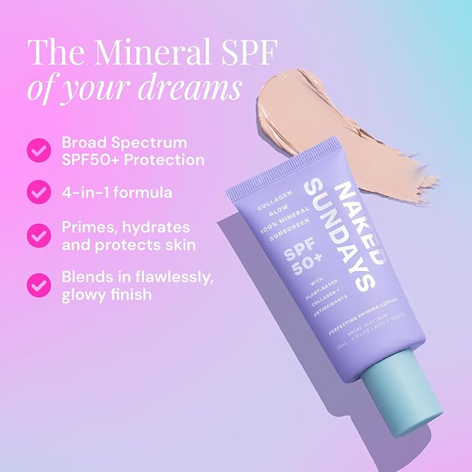 SPF50+ Collagen Glow 100% Mineral Sunscreen, Hydrating 100% Glow () 50ml
