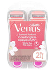 Gillette Venus ComfortGlide Disposable Razors for Women, 2 Count, White Tea Scented Moisture Bars for a Smooth Shave