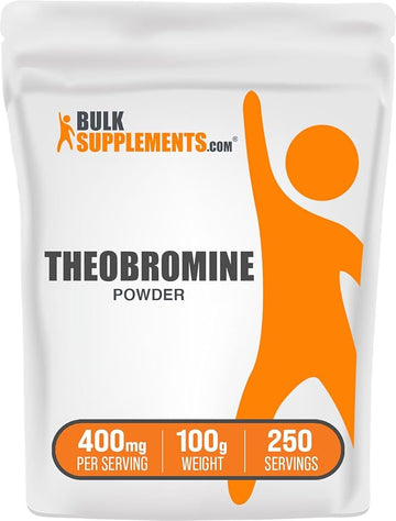 BulkSupplements.com Theobromine Powder - Theobromine Supplement, Nootropic Supplement - Energy Support, Gluten Free, 400mg per Serving, 250 Servings, 100g (3.5 oz) (Pack of 1)