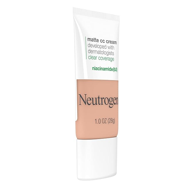 Neutrogena Clear Coverage Flawless Matte CC Cream, Full-Coverage Free, Nougat, 1 oz