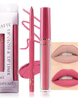 evpct 2Pcs Nude Pink Matte Lip Liner and Lipstick Lip Gloss Stains Pencils Set for Women Long Lasting Waterproof