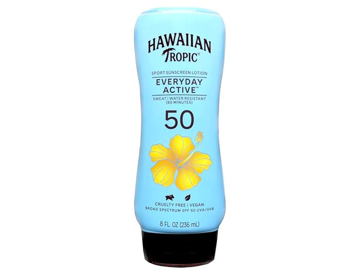 Hawaiian Tropic Everyday Active Sunscreen Lotion SPF 50, Water-Resistant, Broad Spectrum UVA/UVB Protection, 8 fl oz (Pack of 2)