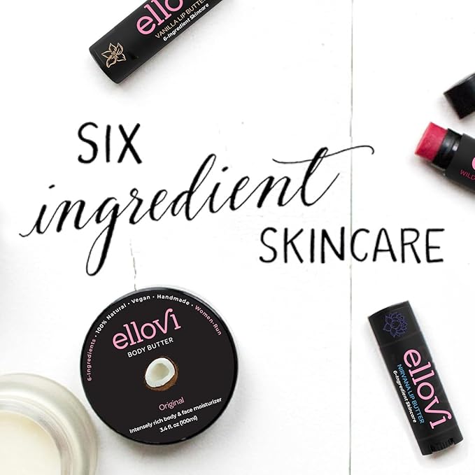 Ellovi Natural Lip Butter Lip Balm - Nirvana - Pure Enough to Eat - Made With Just 6 Vegan Ingredients - Moisturizing Lip Care for All Day Hydration