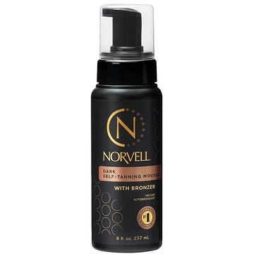 Norvell Sunless Dark Self Tanner Mousse with Bronzer 8 fl oz – Instant Natural Looking Fake Tan for a Bronzing Glow, Streak Free, Fast Drying, Long Lasting Sunless Tanning Color