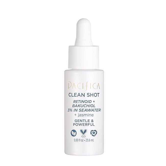Face Serum by Pacifica - Clean Shot Retinoid 3% Solution with Bakuchiol – Anti-Aging Facial Serum with Advanced Retinoid Complex for Fine Lines & Wrinkles, Vegan & Cruelty-Free, 0.8 oz