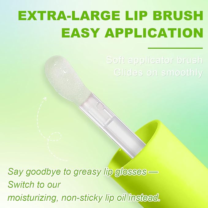 4 PCS Hydrating Lip Oil, Big Brush Head Lip Glaze Shiny Transparent Lip Glow Oil, Nourishing & Non-sticky Long Lasting Fresh Clear Smooth Lip Care Plumping Lip Oil (4PCS)