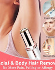 Facial Hair Removal for Women, Mini Hair Remover, Electric Razor Shaver Portable Bikini Epilator for Lips, Chin, Armpit, Peach Fuzz, Fingers, Neck, Cheek and USB Rechargeable (White)