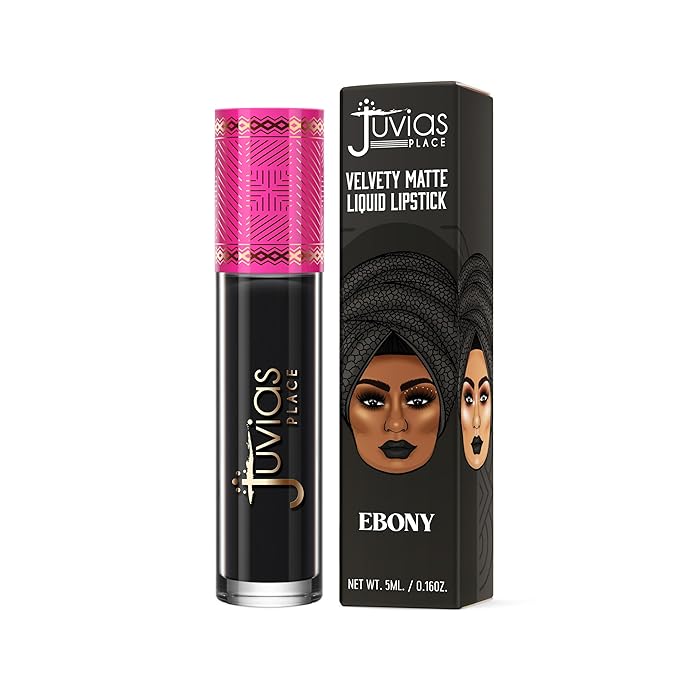 Juvia's Place Velvety Matte Liquid Lipstick Ebony - Hydrating, Long-Wearing, Velvety Soft & Feather Light - Hyperpigmented Creamy Matte Lipstick for Women