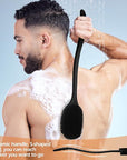 VWMYQ Back Scrubber for Shower, New Update Double Sided Body Scrub Brush Long Handle with Soft Silicone Bristles and Stiff Nylon Bristles for Shower Exfoliating and Massage Can Produce More Rich Foam