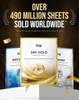 SNP 1000mg Collagen + 24K Gold Ampoule Sheet Mask | Collagen Face Masks Skincare | Tightening, Hydrating, and Nourishing | Korean Skin Care | Overnight Face Masks | Moisturizing Face Mask | 10 Sheets