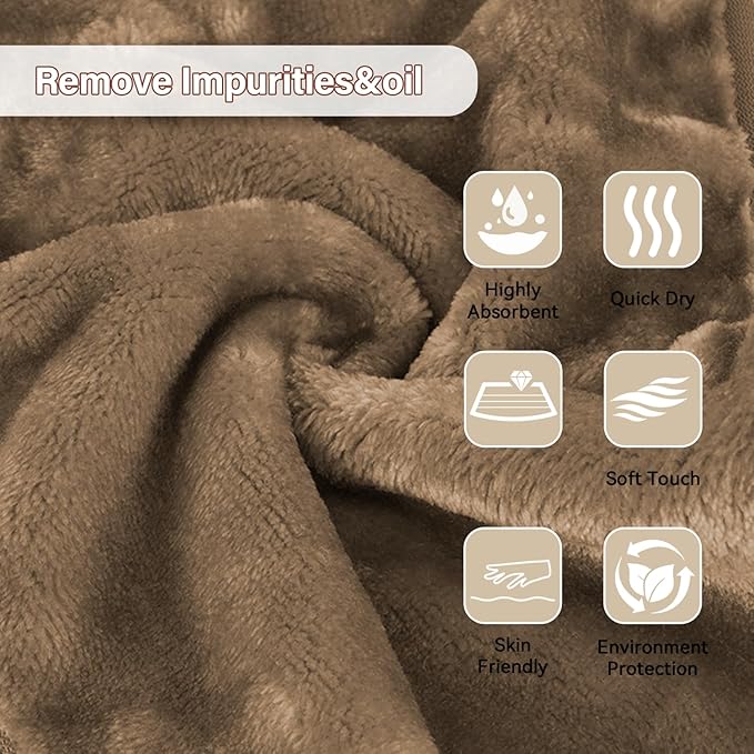 Nugilla Makeup Remover Cloths, 8 Packs Makeup Remover Towels Reusable Face Wash Cloth, Soft Makeup Remover Microfiber Face Cloth for Women(Brown)