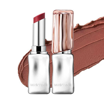 Mistine Lipstick Thai Latte Sheer Creamy Rouge Velevt Matte Finish Lipstick for Women Non-sticky C01 Rainy Iced Coffee 3.5g, 1 Count