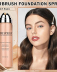 Magic Minerals Airbrush Foundation Full Coverage Foundation for Smooth Nude Finish,Moisturizing Airbrush Flawless Setting Spray Waterproof with Brush and 2 Powder Puffs (05 Nude)