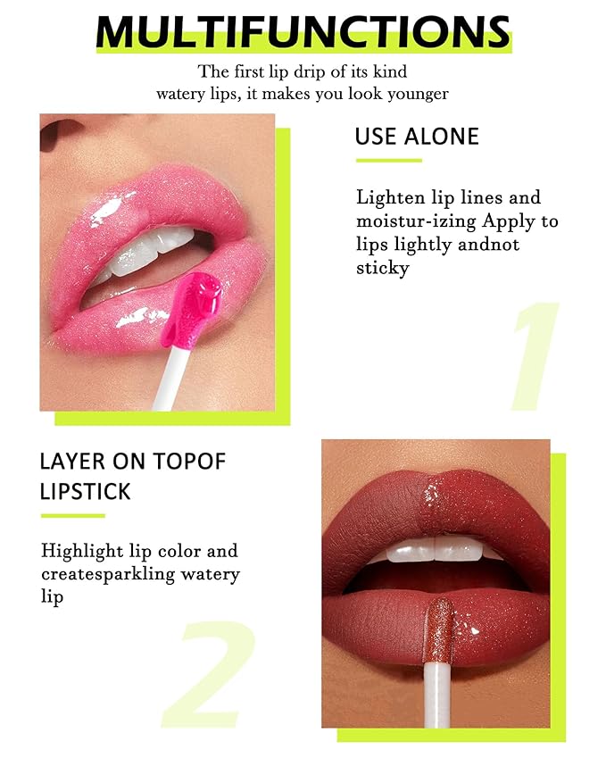 4 Colors Lip Oil Lip Glaze Set,Hydrating Tinted Plumping Lip Gloss,Shiny Glow Reviver Lip Care Oil,Longlasting Non-sticky Transparent Lip Oil,Mother's Day Makeup Gift Kit for Women Girl-SetB
