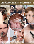 Beard Trimmer Kit Professional Hair Clipper Zero Gapped T-Blade Electric Shaver Razor Nose Body Trimmer for Men Cordless Grooming Kit 7 in 1