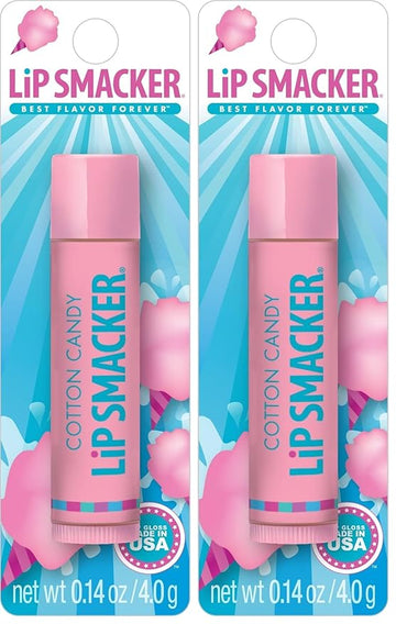 Lip Smacker Flavored Lip Balm, Cotton Candy, Flavored, Clear, For Kids, Men, Women, Dry Kids (Pack of 2)
