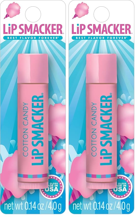 Lip Smacker Flavored Lip Balm, Cotton Candy, Flavored, Clear, For Kids, Men, Women, Dry Kids (Pack of 2)