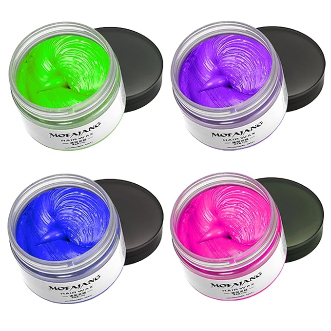 Temporary Hair Color Chalk For Kids, Hair Wax Color For 4 5 6 7 8 9 Year Old Girl Gifts, Birthday,Party, Cosplay DIY, Children's Day, Halloween, Christmas (4, Pink Purple Blue Green)