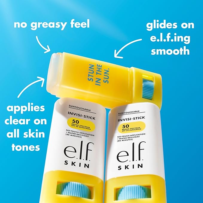 e.l.f. SKIN Suntouchable Invisi-Stick SPF 50, Clear Sunscreen For A Natural Finish, Made With Moisturizing Sunflower Seed Oil, Vegan & Cruelty-Free