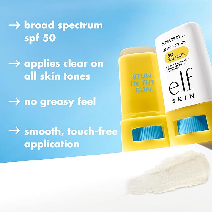 e.l.f. SKIN Suntouchable Invisi-Stick SPF 50, Clear Sunscreen For A Natural Finish, Made With Moisturizing Sunflower Seed Oil, Vegan & Cruelty-Free