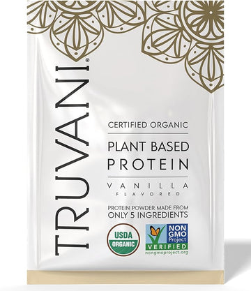 Truvani Vegan Pea Protein Powder | Vanilla | 20g Organic Plant Based Protein | 1 Serving | Keto | Gluten & Dairy Free | Low Carb | No Added Sugar
