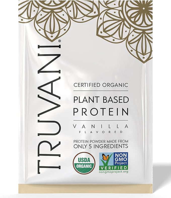 Truvani Vegan Pea Protein Powder | Vanilla | 20g Organic Plant Based Protein | 1 Serving | Keto | Gluten & Dairy Free | Low Carb | No Added Sugar