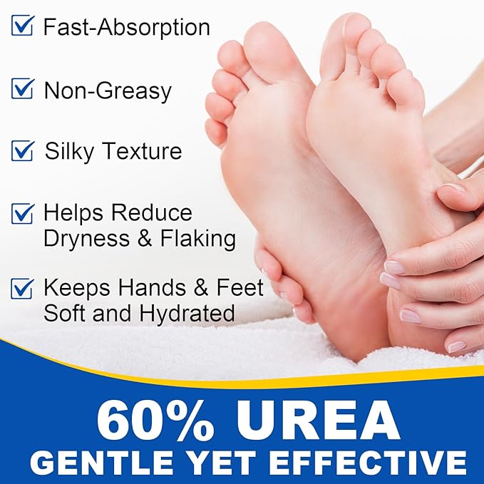 60% Urea with 2% Salicylic Acid Urea Foot Care Stick, Foot Cream Moisturizer for Dry Cracked Feet, Knees, Elbows, Hands, Moisturizes and Hydrates, Callus Remover & Skin Softener 1.41oz (2PC, 40G)