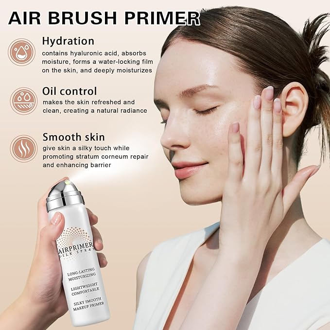 Air Brush Makeup Foundation and Makeup Primer for Face,Hydrates and Moisturizes,Buildable Coverage with Anti-aging Formula for Smooth Radiant Skin (01 Natural/Warm Porcelain)
