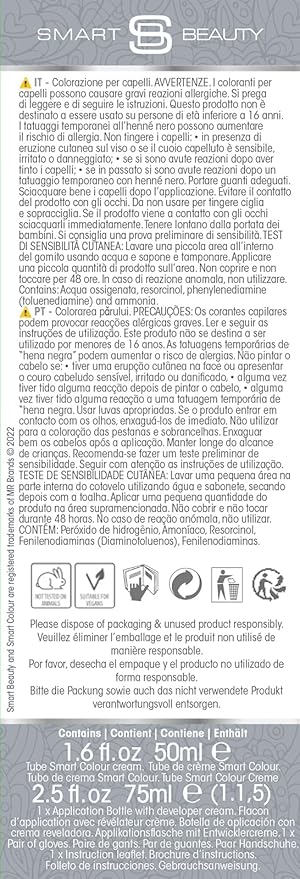 Smart Beauty Silver Metallic Hair Dye, Demi Permanent, Silver Toner for Bleached Hair, Plex Anti-Breakage Technology, Cruelty Free, Vegan, for Bleached/Pre-lightened Hair