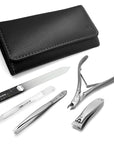 GERMANIKURE 5pc Manicure Set in Leather Case - FINOX Stainless steel tools handmade in Solingen Germany – Professional Nail and Cuticle Care Travel Implements