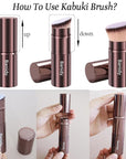 Makeup Brush Kabuki Face Brushes Retractable Travel Blush Kabuki Brush Portable Flawless for Foundation, Powder Blush, Bronzer, Buffing, Liquid, Cream, Cruelty Free with Cover(Brown)