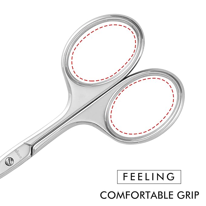 LIVINGO 3.75" Rounded Curved Nose Hair Scissors, Premium Stainless Steel Safety Small Blades Use for Manicure Cuticle Trimming Facial Hair, Eyebrow, Dry Skin