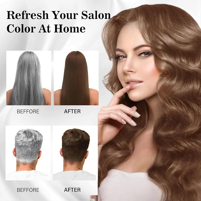 Natural Color Hair Dye Shampoo 3 IN 1, Instant Hair Coloring, Gray Coverage for Men & Women, Beard Dye Vegan Ammonia Free & Paraben-Free, Champú Para Canas Mujer & Hombre (GOLDEN BROWN)