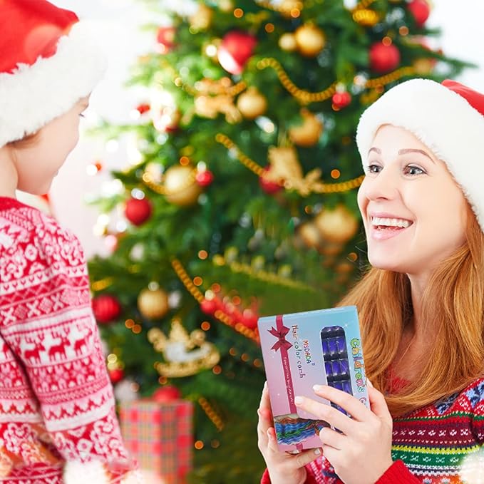 New Hair Chalk Comb Temporary Bright Hair Color Dye for Girls Kids, Washable Hair Chalk for Girls Age 4 5 6 7 8 9 10 New Year Birthday Cosplay DIY Halloween, Christmas（Purple)