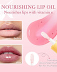 Hydrating Lip Oil，4PCS Fruit Transparent Lip Gloss Set，Big Brush Shiny Transparent Korean Lip Gloss Plumping，Non-sticky Tinted Toot Lip Balm for Lip Care，Repairing Primer Lip Oil Care Product