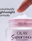 Olay Super Cream with Sunscreen SPF 30, 1.7 oz, Ultra Lightweight Face Moisturizer - Vitamin C & E, Hyaluronic Acid, Niacinamide, Collagen Peptide - Hydrate, Smooth, Brighten, Firm, and Protect