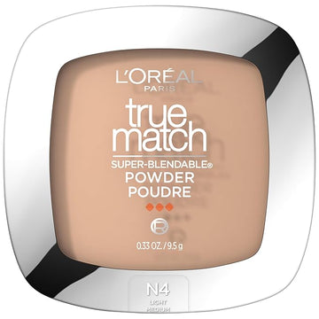 L'Oreal Paris True Match Super Blendable Oil Free Powder Foundation, N4 Light Medium, 0.33 oz, Packaging May Vary