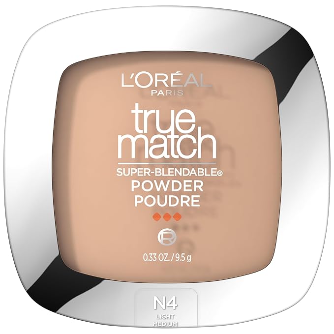 L'Oreal Paris True Match Super Blendable Oil Free Powder Foundation, N4 Light Medium, 0.33 oz, Packaging May Vary