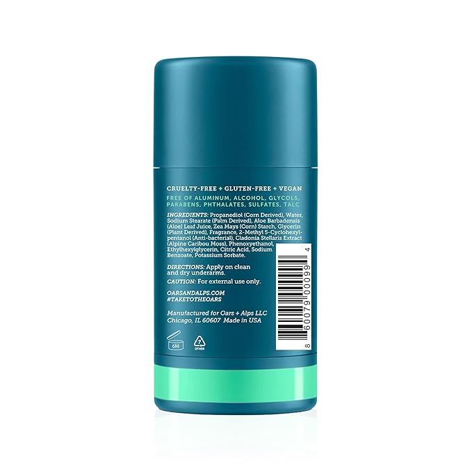Oars + Alps Deodorant for Men & Women, Aluminum Free Deodorant for Men, Dermatologist Tested, Clean Ingredients, Vegan, Long Lasting, Odor Protection, Eucalyptus Spearmint, 1pk