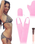 4 Pcs Self Tanner Mitt Applicator Kit - Self Tanning Mitt Glove,Self Tanner Back Applicator,Mini Face Tanner Mitt,Face Tanner Brush Soft Streak-Free Reusable & Washable for Women Girl Men (Pink)