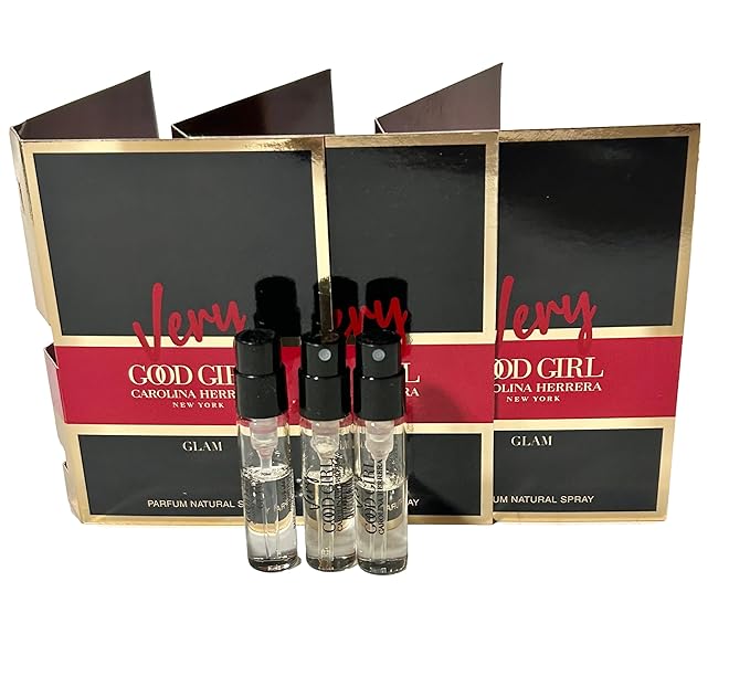 Carolina Herrera Very Good Girl GLAM PARFUM Sample Spray Perfume WOMEN 1.5 ml / 0.05 fl oz (Set of 3) Clear