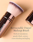 Makeup Brush Kabuki Face Brushes Retractable Travel Blush Brush Portable Flawless for Foundation, Powder Blush, Bronzer, Buffing, Liquid, Cream, Cruelty Free with Cover(Flat-Head)