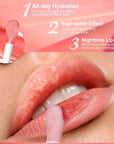 2Pack Non-sticky Lip Oil, Moisturizing Glossy/Shiny Lip Gloss Oil PlumpingTint, Hydrating Lip Gloss Lip Balm, Long Lasting Nourishing Fruit Flavoure Lip Oils(Strawberry + Coconut)