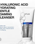 Anua Hydrating Gentle Foaming Cleanser, Hyaluronic Acid, Glycerin, Zinc, Panthenol, Korean Face Wash for Dry Skin, for Double Cleansing, Korean Skincare (150ml/5.07fl oz.)