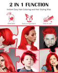 Red Temporary Hair Color Wax, Instant Natural Hairstyle Cream Dye, Washable Styling Pomades for Girls Women Youth, Disposable Coloring Mud for Party Cosplay DIY Halloween