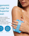Silicone Body Scrubber - Exfoliating Bath Brush and Skin Cleanser - Shower Sponge for Gentle Body Scrub and Wash - Silicone Scrubbing Care Tool for a Refreshed and Renewed You - Blue